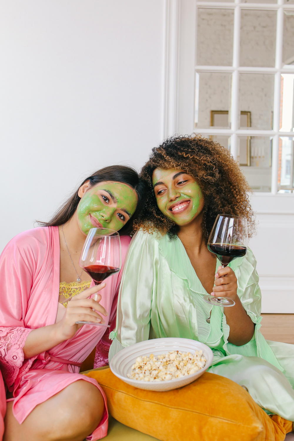 Friends in a Nightgown with Red Wine 
